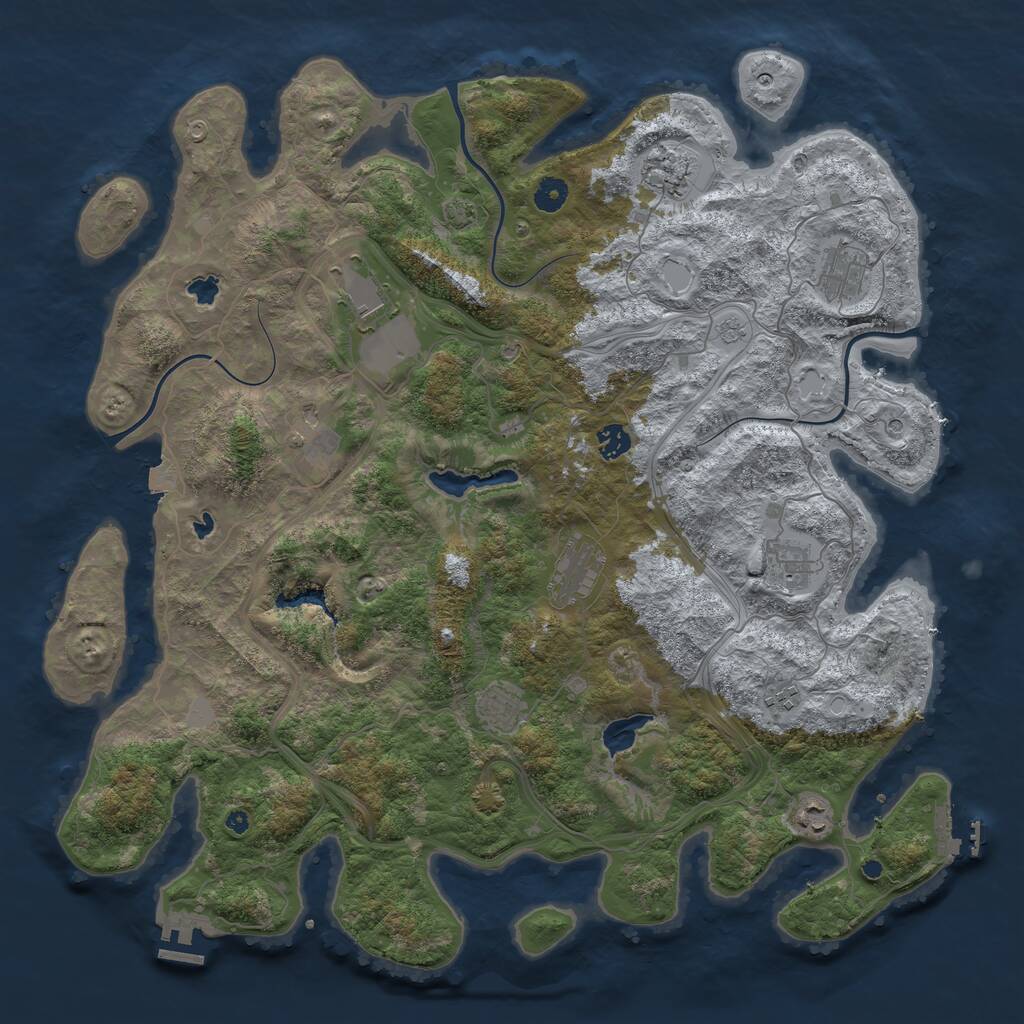 Rust Map: Procedural Map, Size: 4500, Seed: 1064430566, 16 Monuments