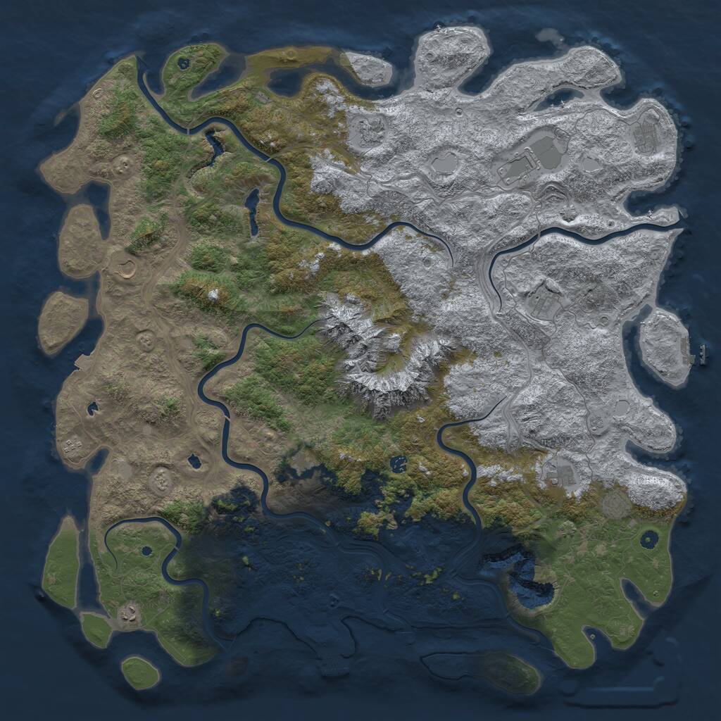 Rust Map: Procedural Map, Size: 6000, Seed: 93283448, 17 Monuments