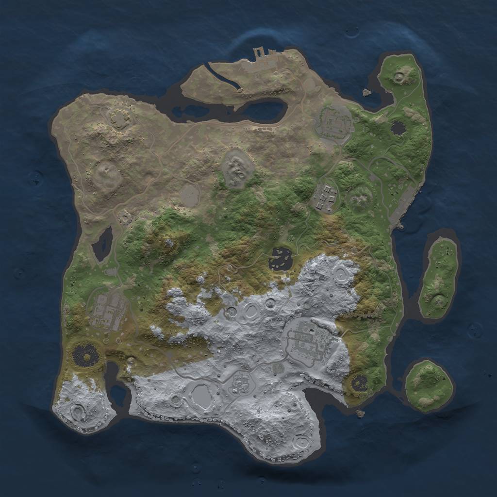 Rust Map: Procedural Map, Size: 3000, Seed: 19230, 12 Monuments