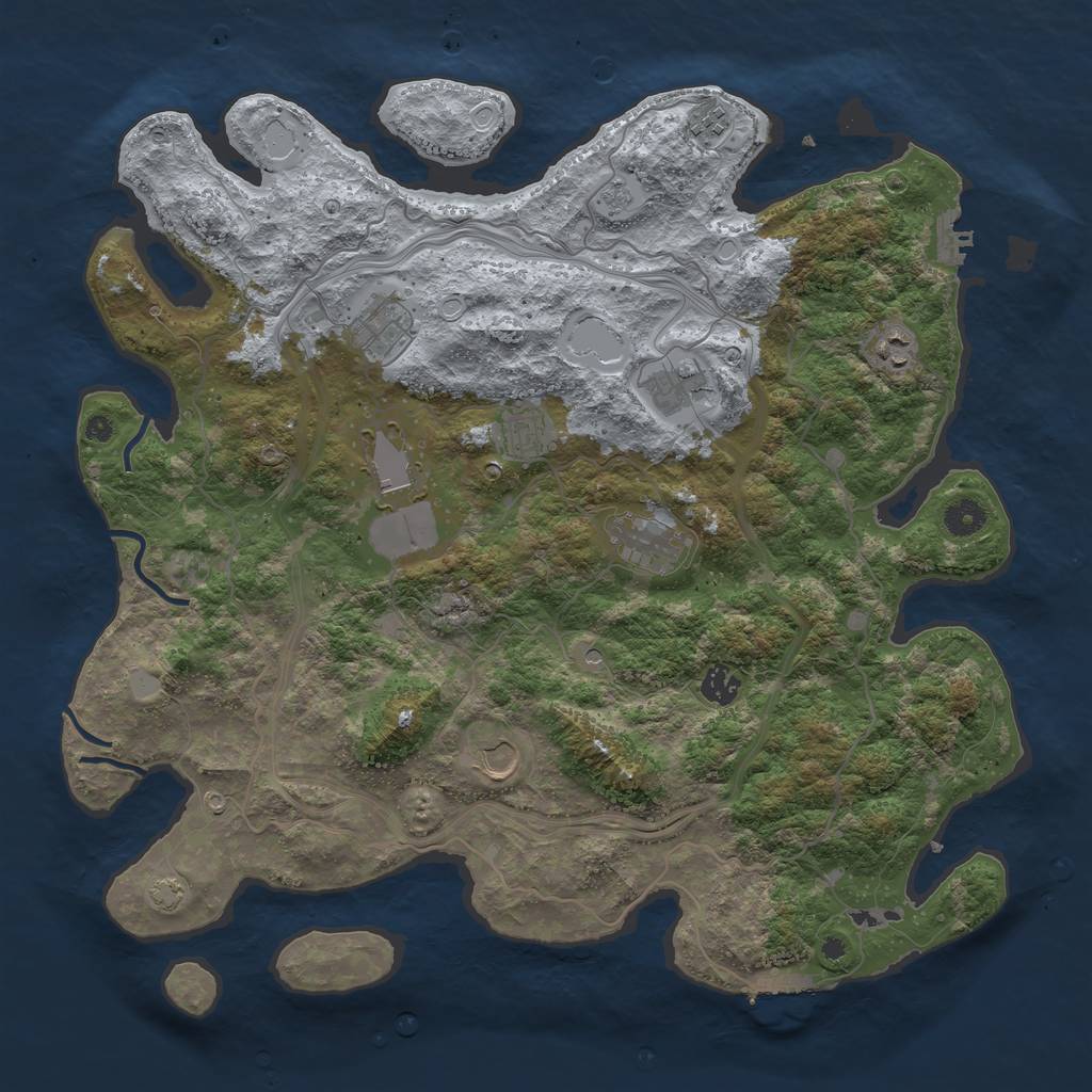 Rust Map: Procedural Map, Size: 4250, Seed: 1764916034, 16 Monuments