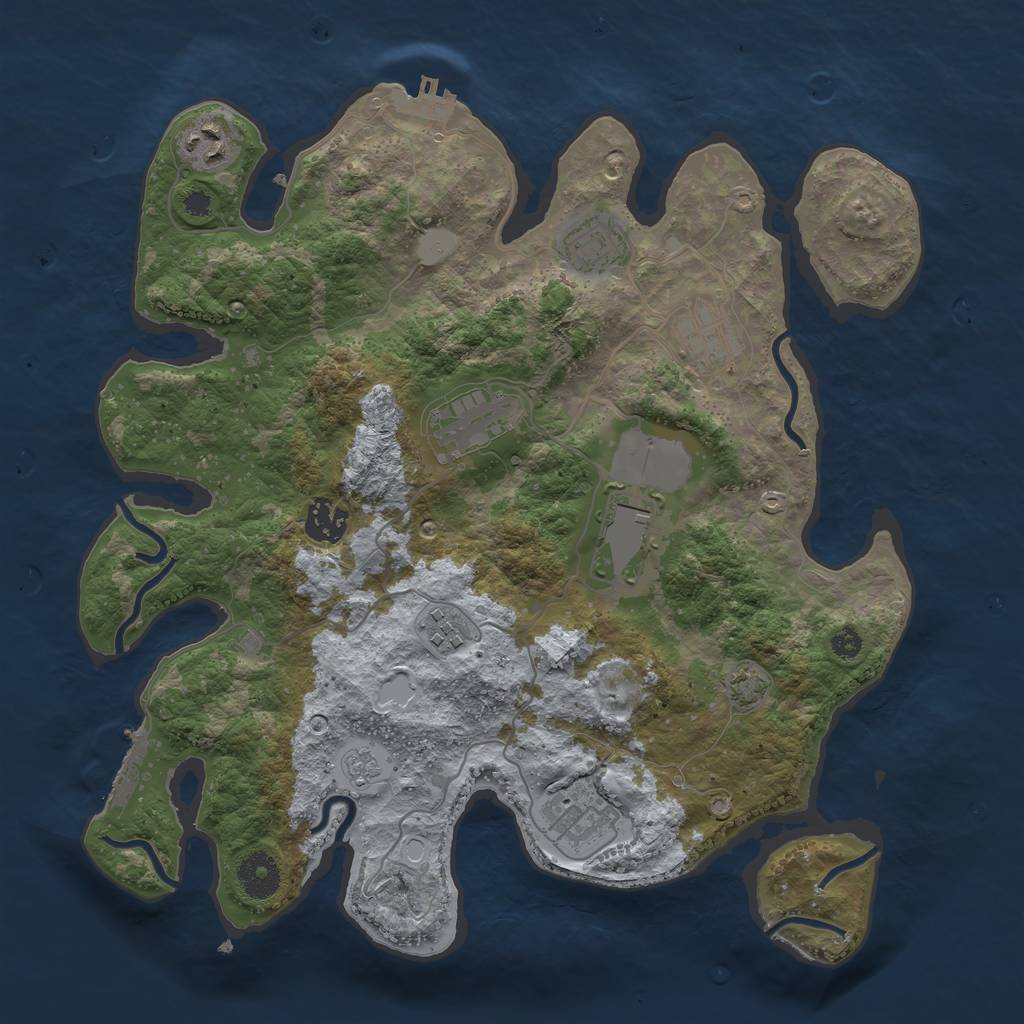 Rust Map: Procedural Map, Size: 3500, Seed: 2104699613, 14 Monuments