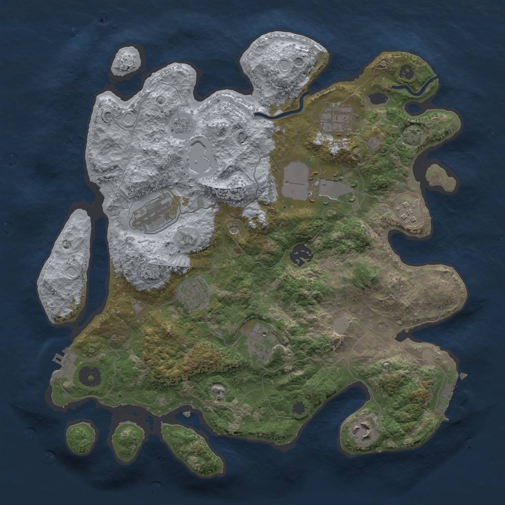 Rust Map: Procedural Map, Size: 3500, Seed: 2129209813, 15 Monuments