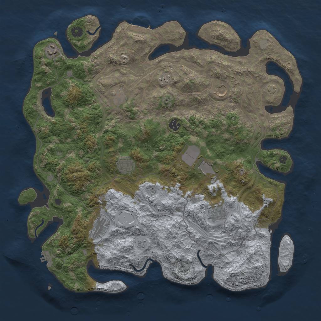 Rust Map: Procedural Map, Size: 4250, Seed: 729384758, 16 Monuments