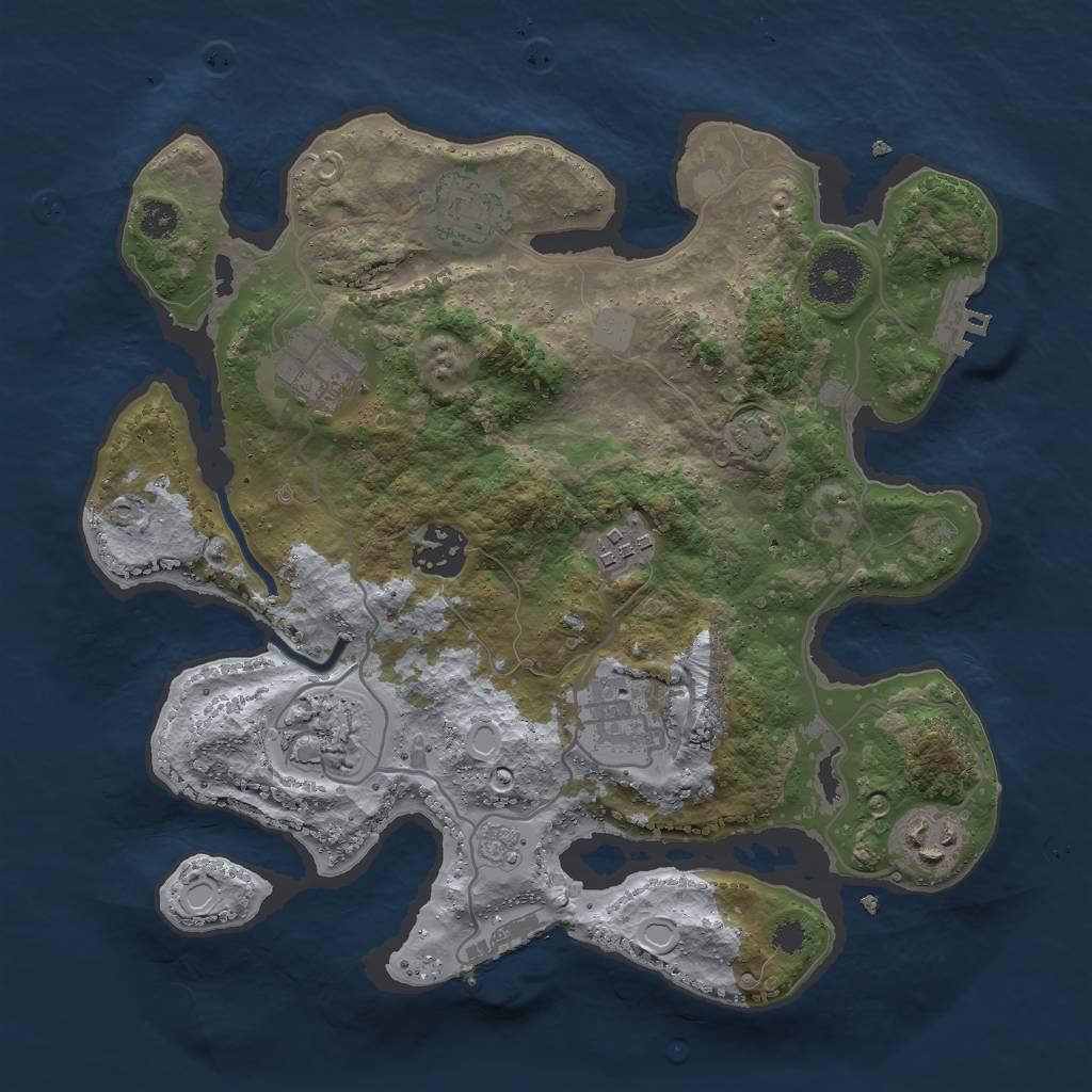 Rust Map: Procedural Map, Size: 3000, Seed: 9306, 14 Monuments