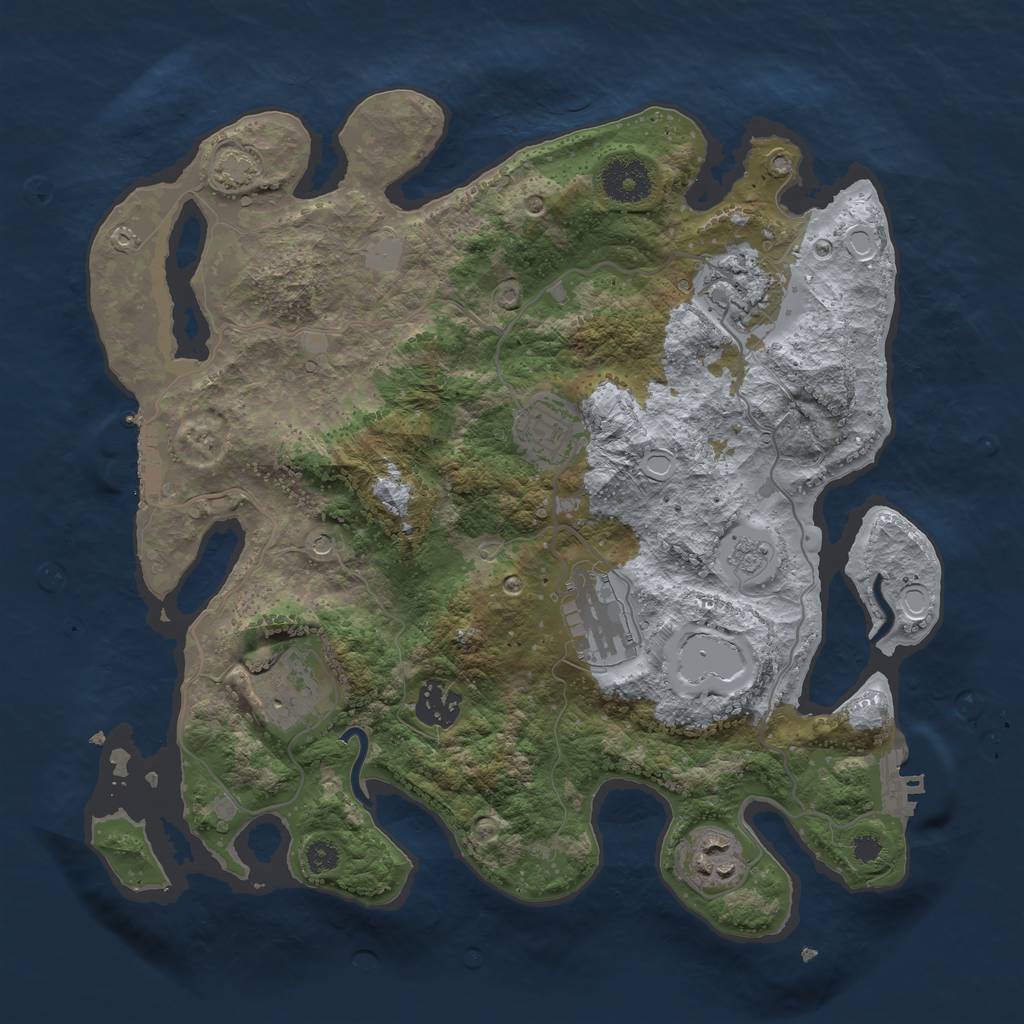 Rust Map: Procedural Map, Size: 3300, Seed: 987929827, 13 Monuments