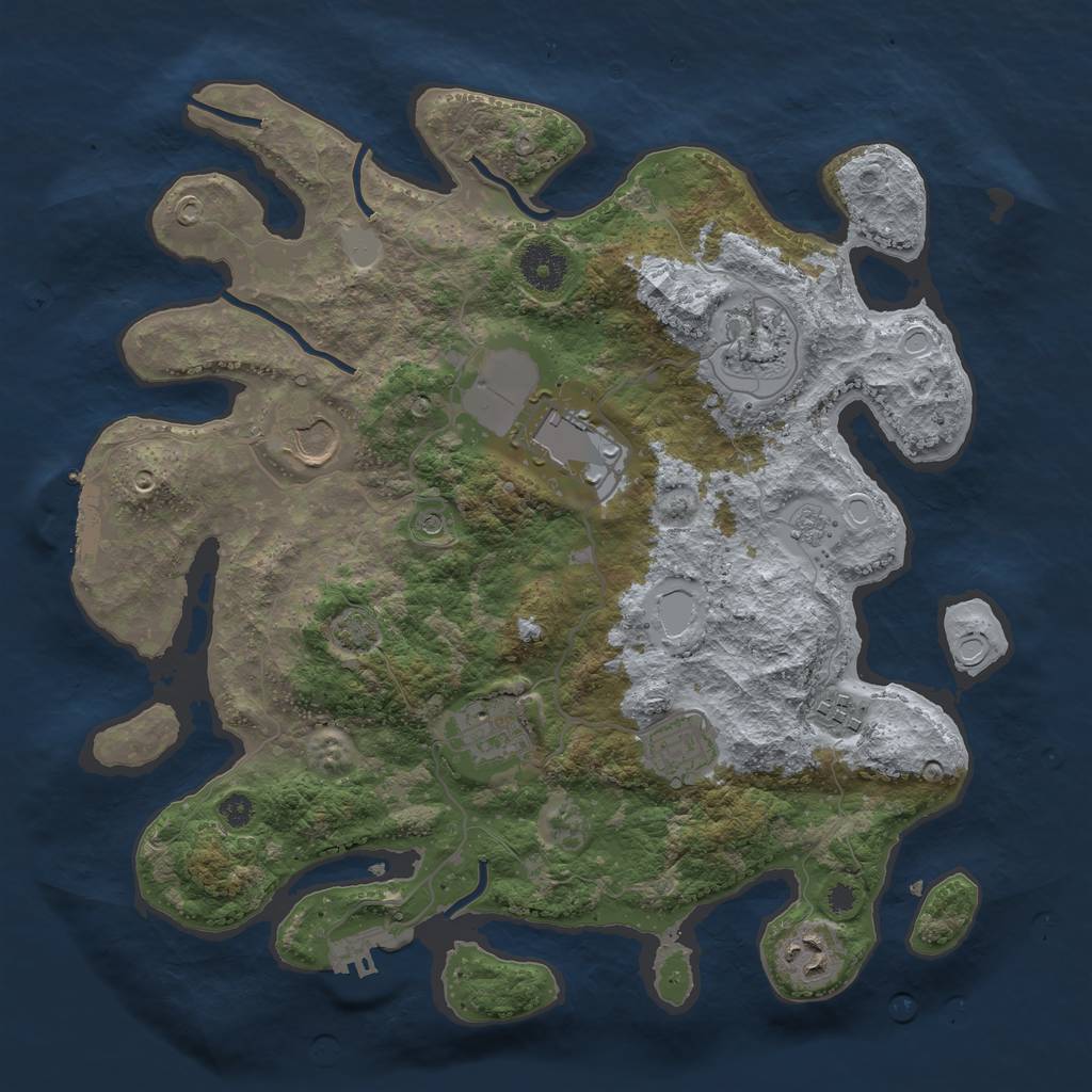 Rust Map: Procedural Map, Size: 3500, Seed: 1216757451, 14 Monuments