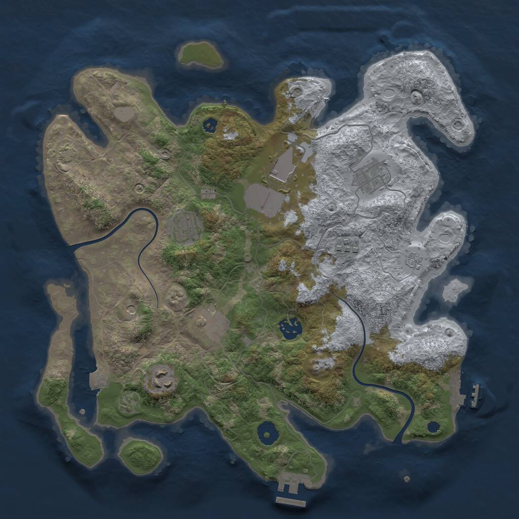 Rust Map: Procedural Map, Size: 3500, Seed: 124356, 13 Monuments