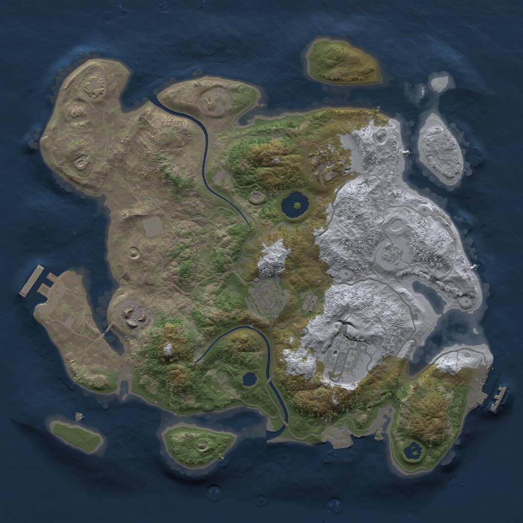 Rust Map: Procedural Map, Size: 3000, Seed: 28603, 9 Monuments