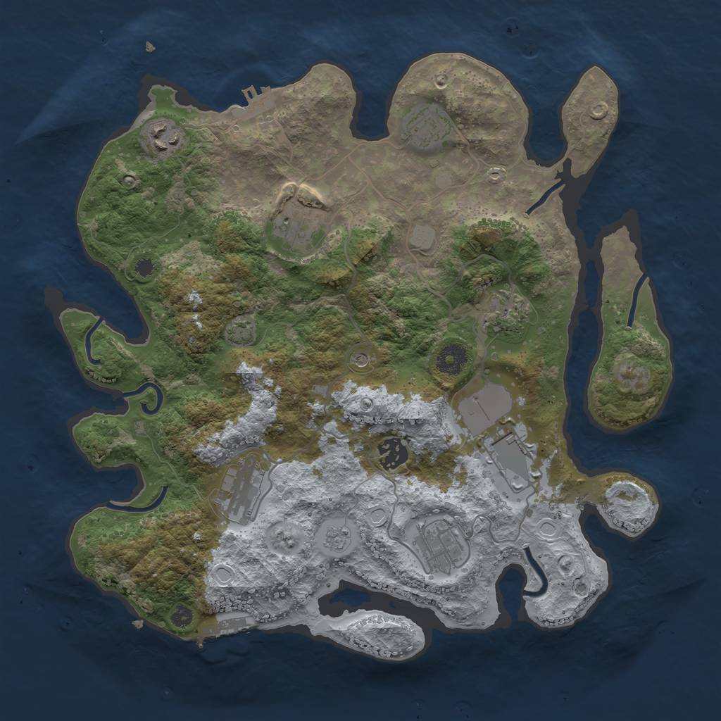 Rust Map: Procedural Map, Size: 3500, Seed: 1996573336, 15 Monuments