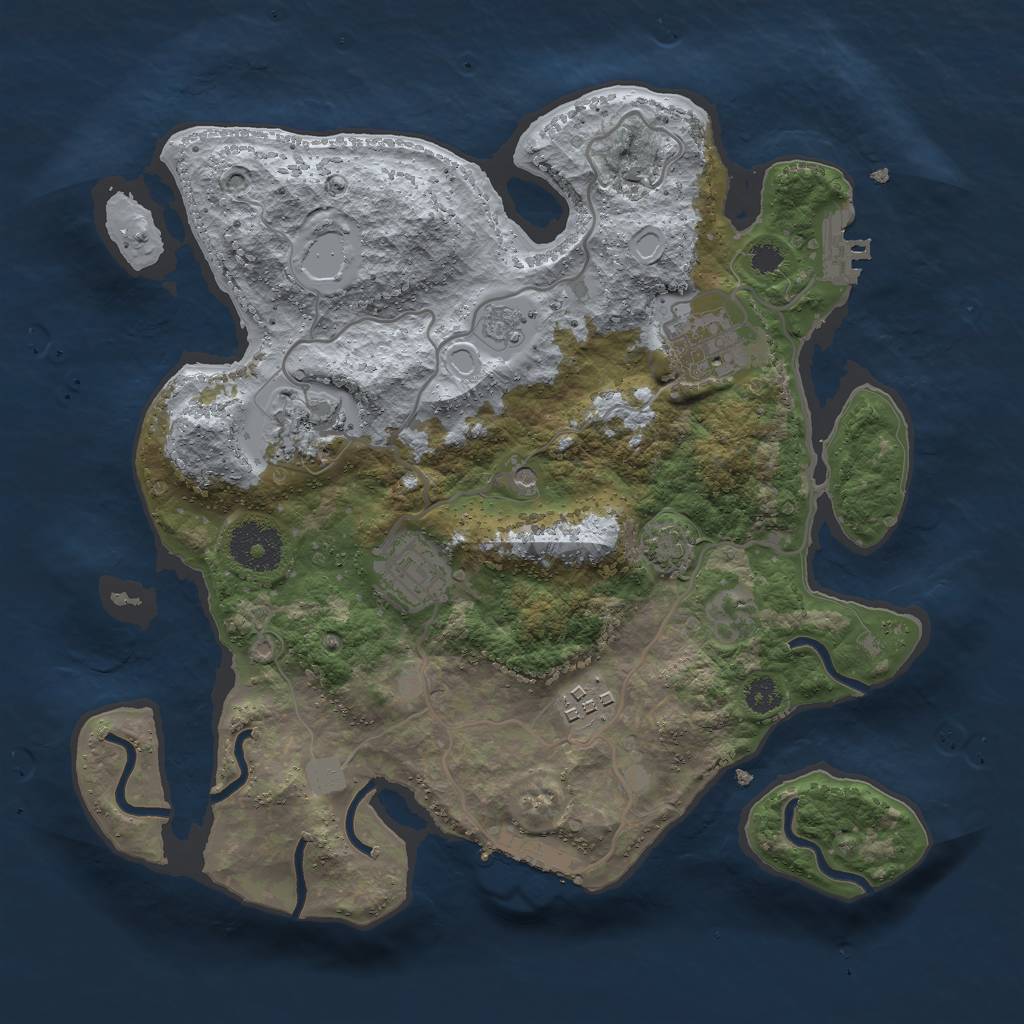 Rust Map: Procedural Map, Size: 3000, Seed: 1714921506, 11 Monuments