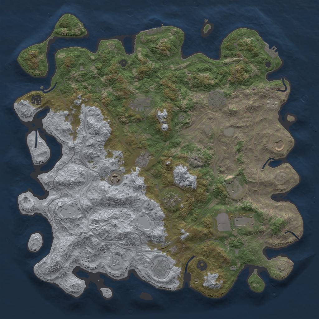 Rust Map: Procedural Map, Size: 4500, Seed: 1910994159, 18 Monuments