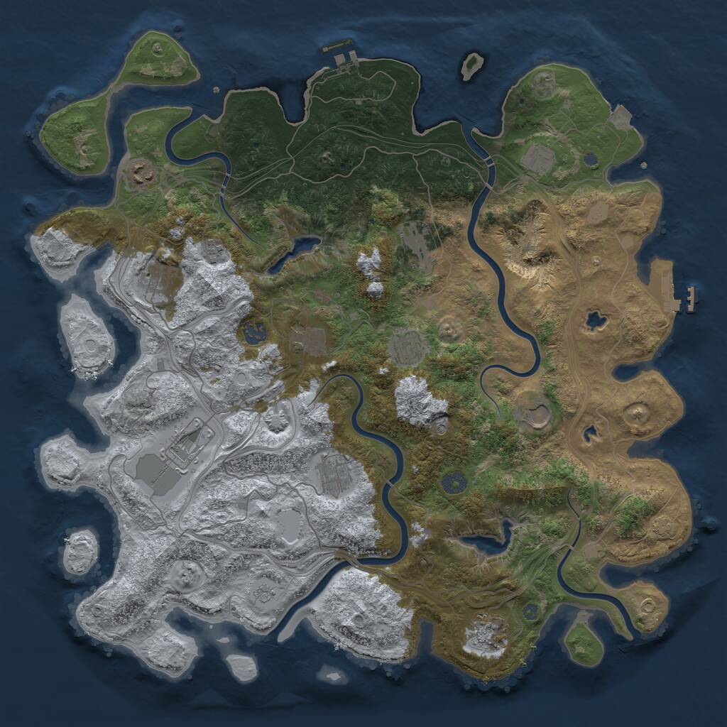 Rust Map: Procedural Map, Size: 4500, Seed: 1910994159, 19 Monuments