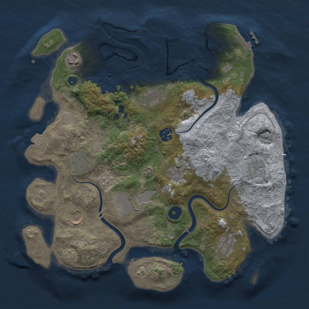 Rust Map: Procedural Map, Size: 3500, Seed: 342100479, 16 Monuments