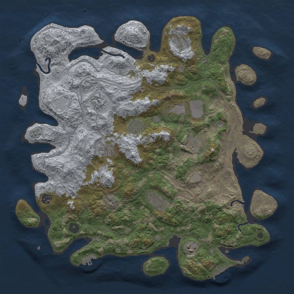 Rust Map: Procedural Map, Size: 4250, Seed: 637938834, 17 Monuments