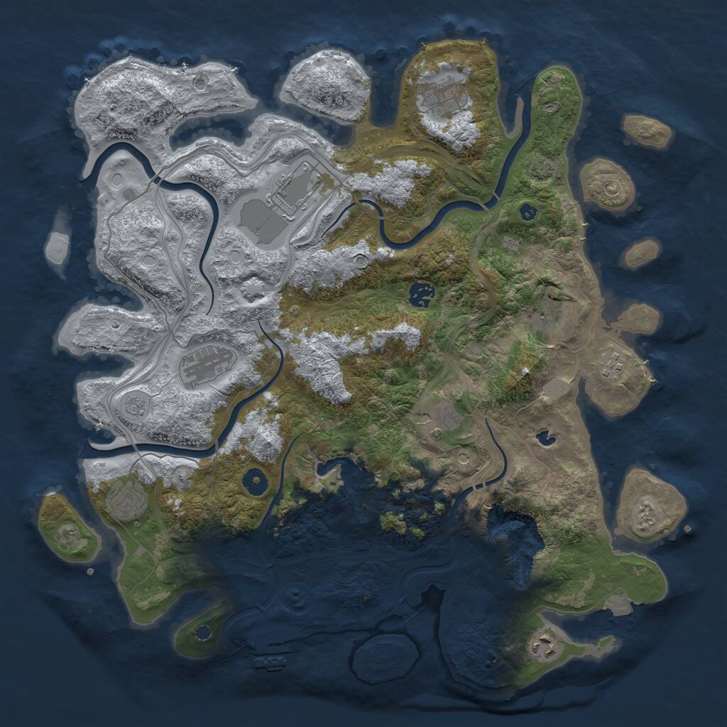 Rust Map: Procedural Map, Size: 4250, Seed: 637938834, 14 Monuments