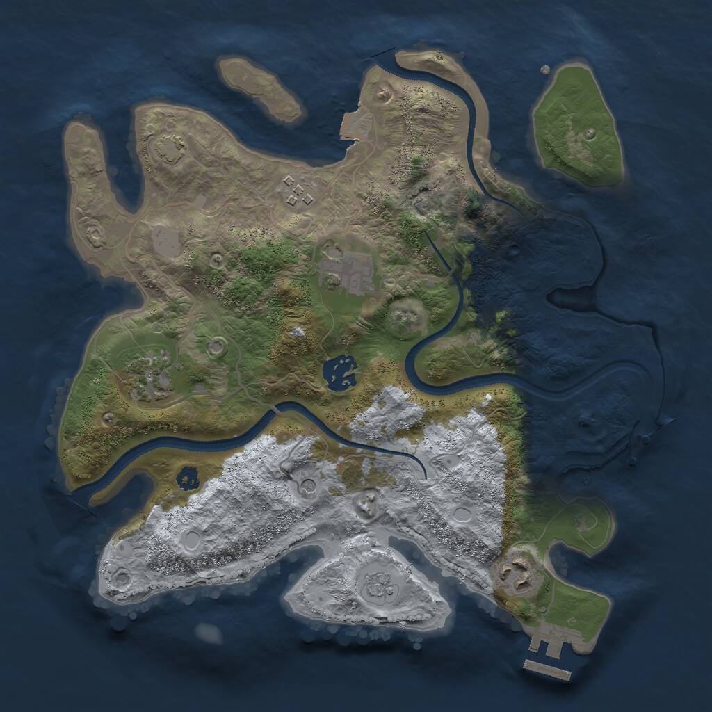 Rust Map: Procedural Map, Size: 3000, Seed: 897654, 10 Monuments