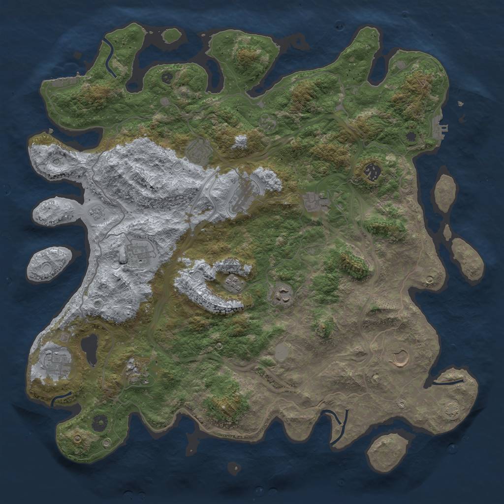 Rust Map: Procedural Map, Size: 4500, Seed: 2103528236, 17 Monuments