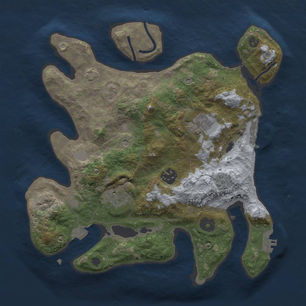 Rust Map: Procedural Map, Size: 3000, Seed: 1870761442, 11 Monuments