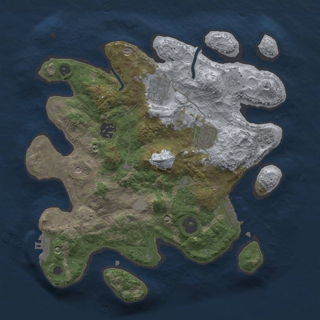 Rust Map: Procedural Map, Size: 3000, Seed: 19874, 11 Monuments