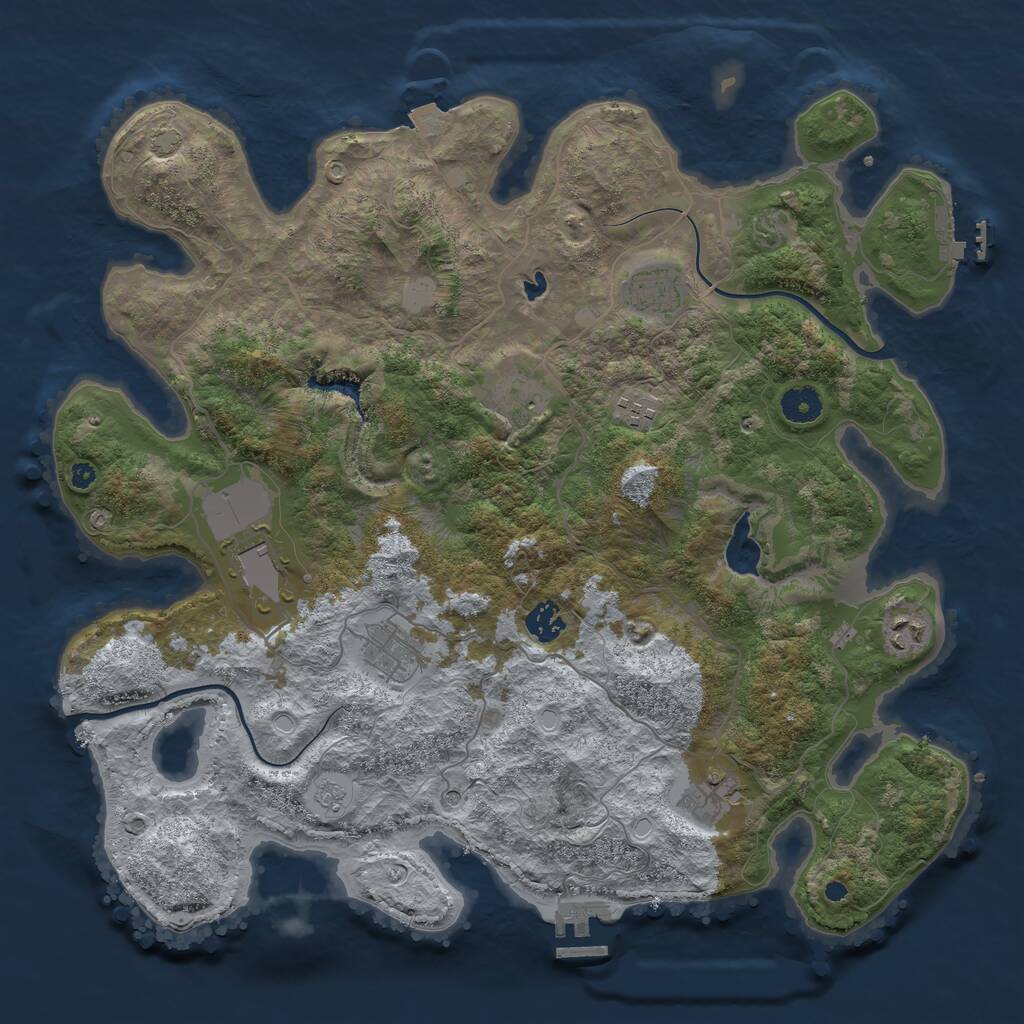 Rust Map: Procedural Map, Size: 4000, Seed: 45676969, 14 Monuments
