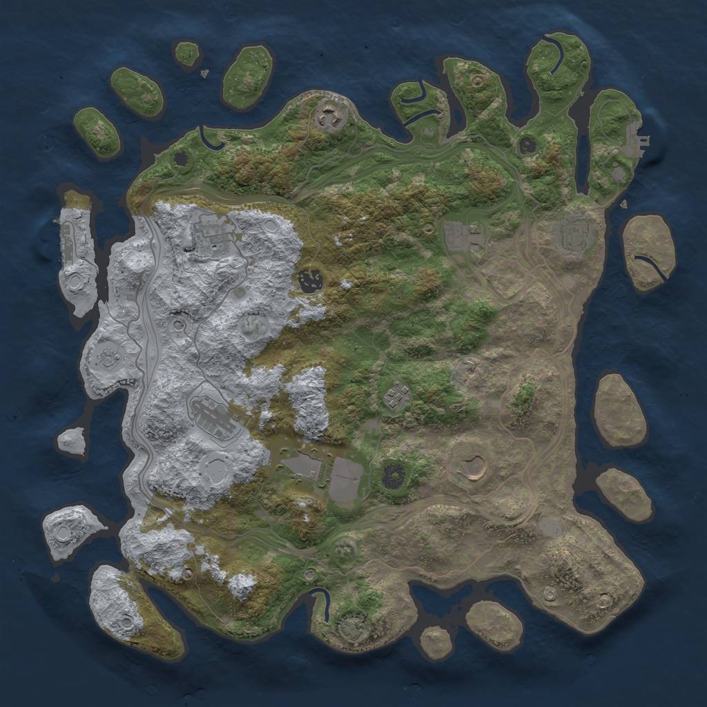 Rust Map: Procedural Map, Size: 4250, Seed: 666848818, 17 Monuments