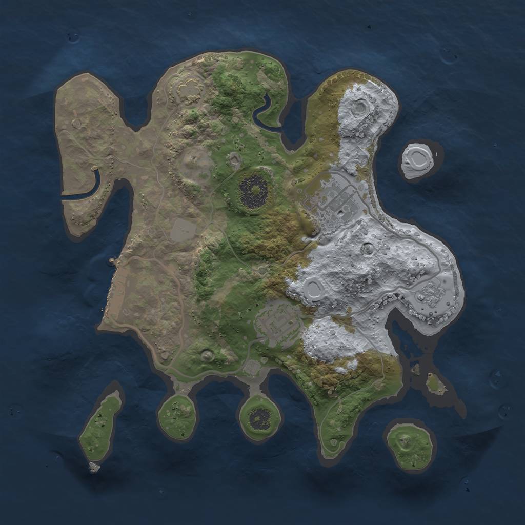 Rust Map: Procedural Map, Size: 2500, Seed: 882525487, 7 Monuments