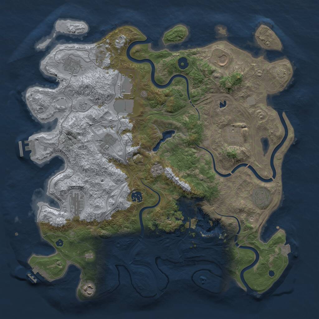 Rust Map: Procedural Map, Size: 4250, Seed: 380863215, 16 Monuments