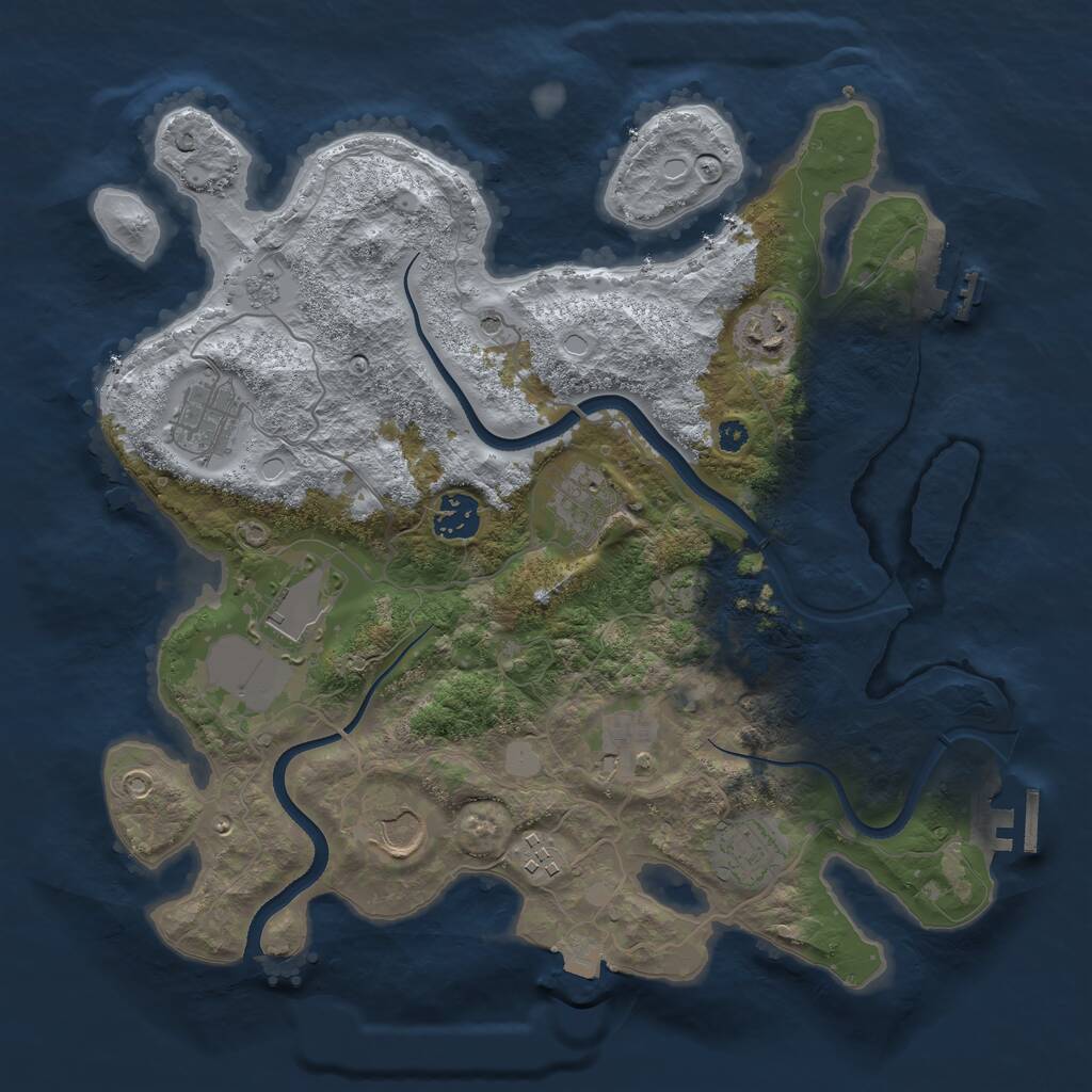 Rust Map: Procedural Map, Size: 3500, Seed: 1917295731, 15 Monuments