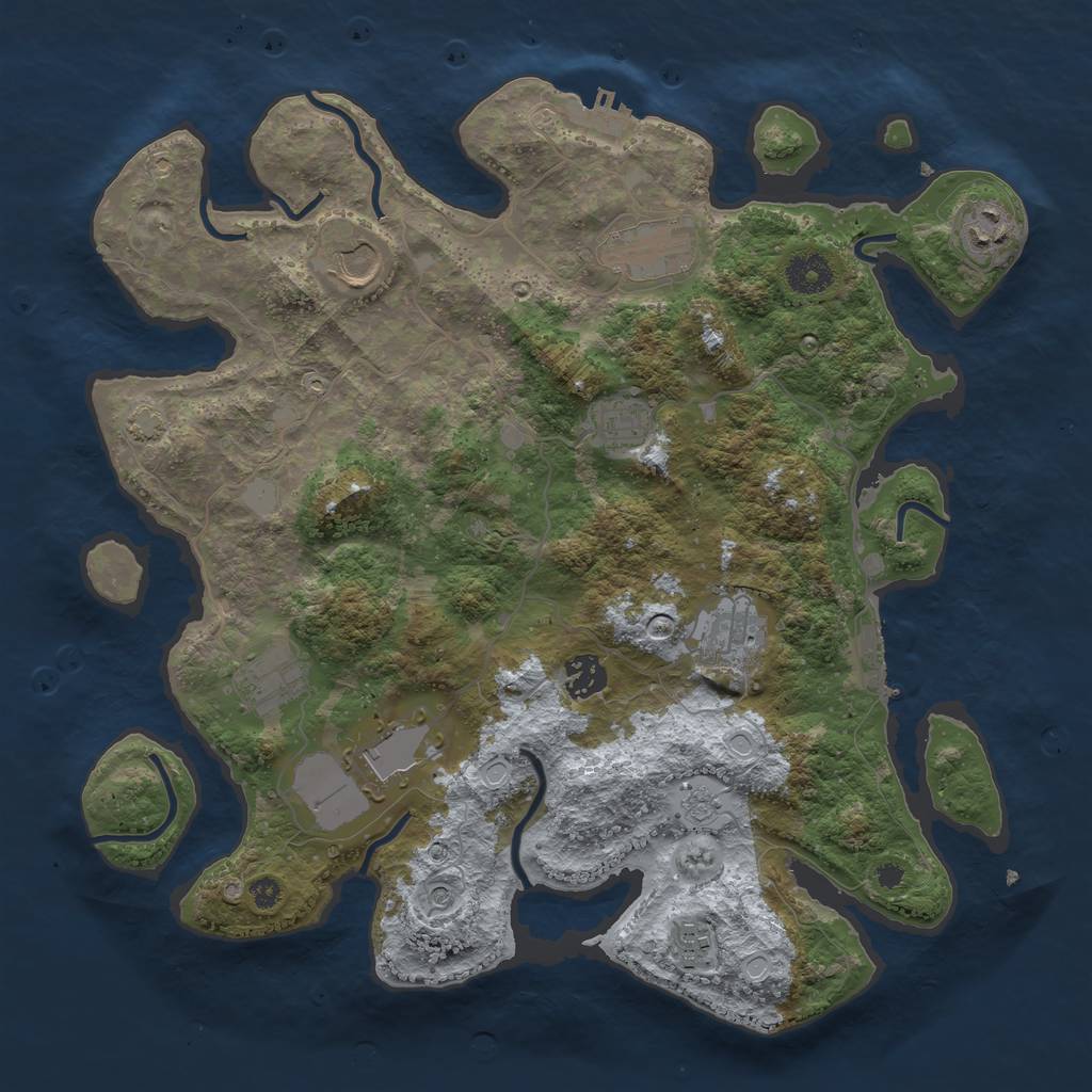 Rust Map: Procedural Map, Size: 3700, Seed: 1819286934, 17 Monuments