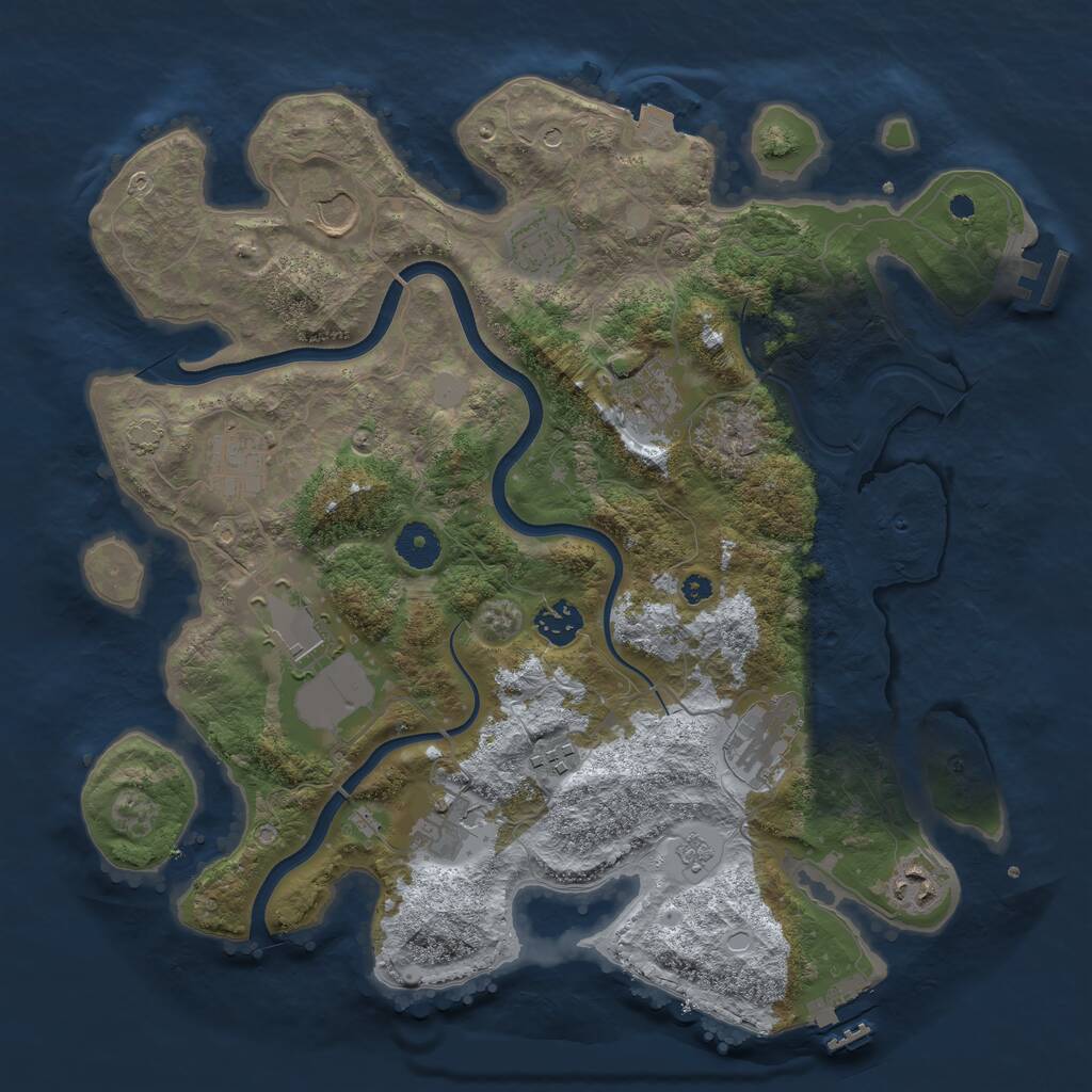 Rust Map: Procedural Map, Size: 3700, Seed: 1819286934, 16 Monuments