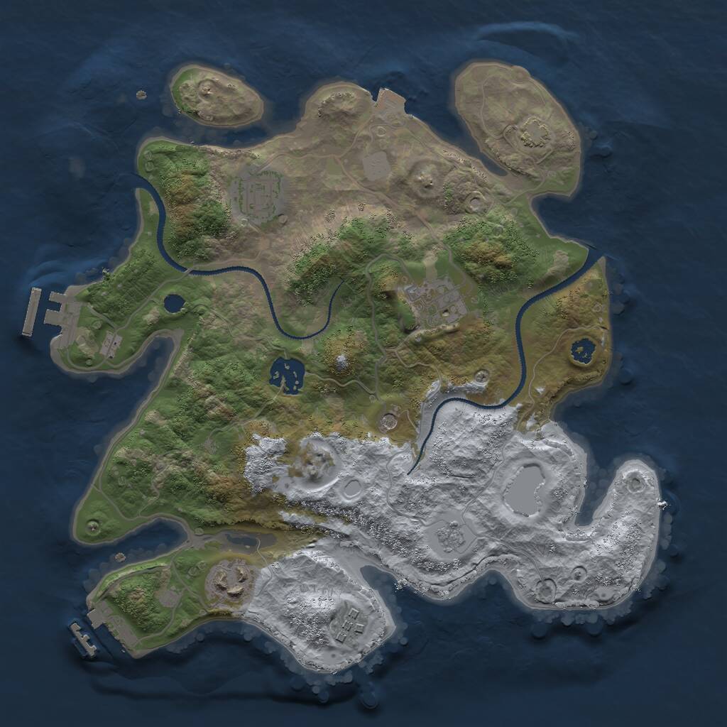 Rust Map: Procedural Map, Size: 3000, Seed: 2327918, 11 Monuments