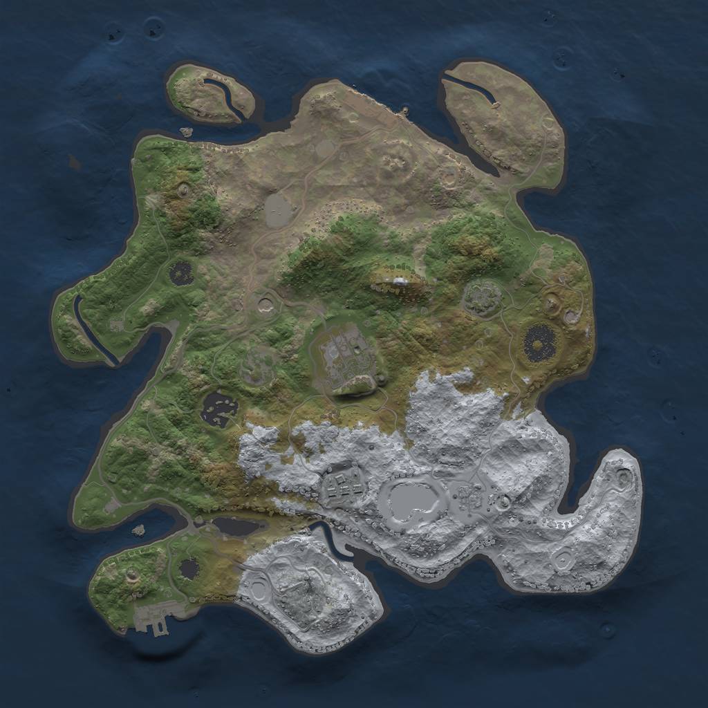 Rust Map: Procedural Map, Size: 3000, Seed: 2327918, 10 Monuments