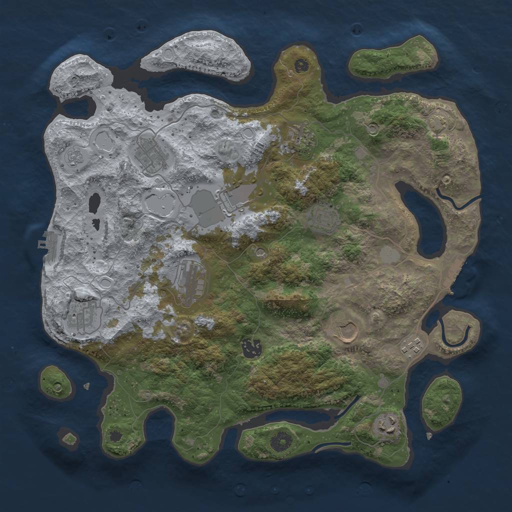 Rust Map: Procedural Map, Size: 3700, Seed: 796037754, 17 Monuments