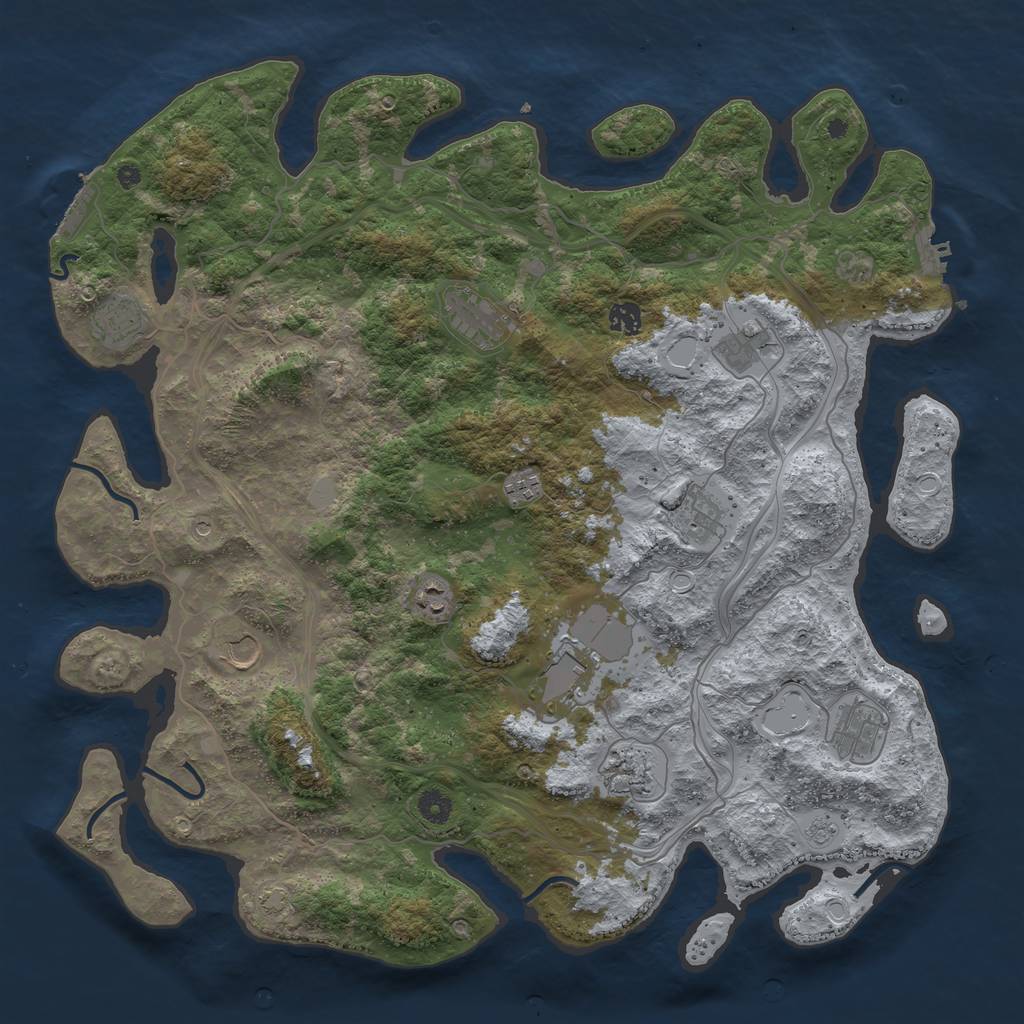 Rust Map: Procedural Map, Size: 4500, Seed: 910897193, 18 Monuments