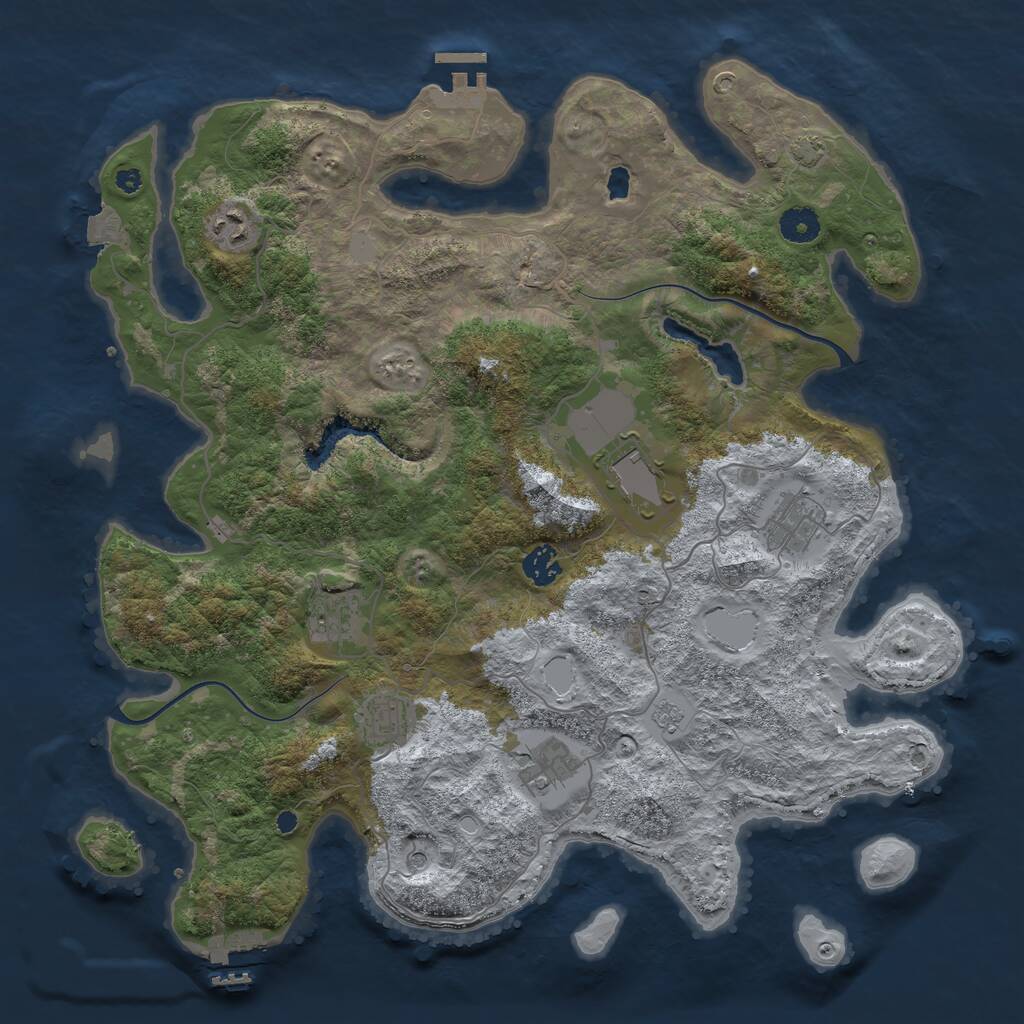 Rust Map: Procedural Map, Size: 4000, Seed: 301111807, 13 Monuments