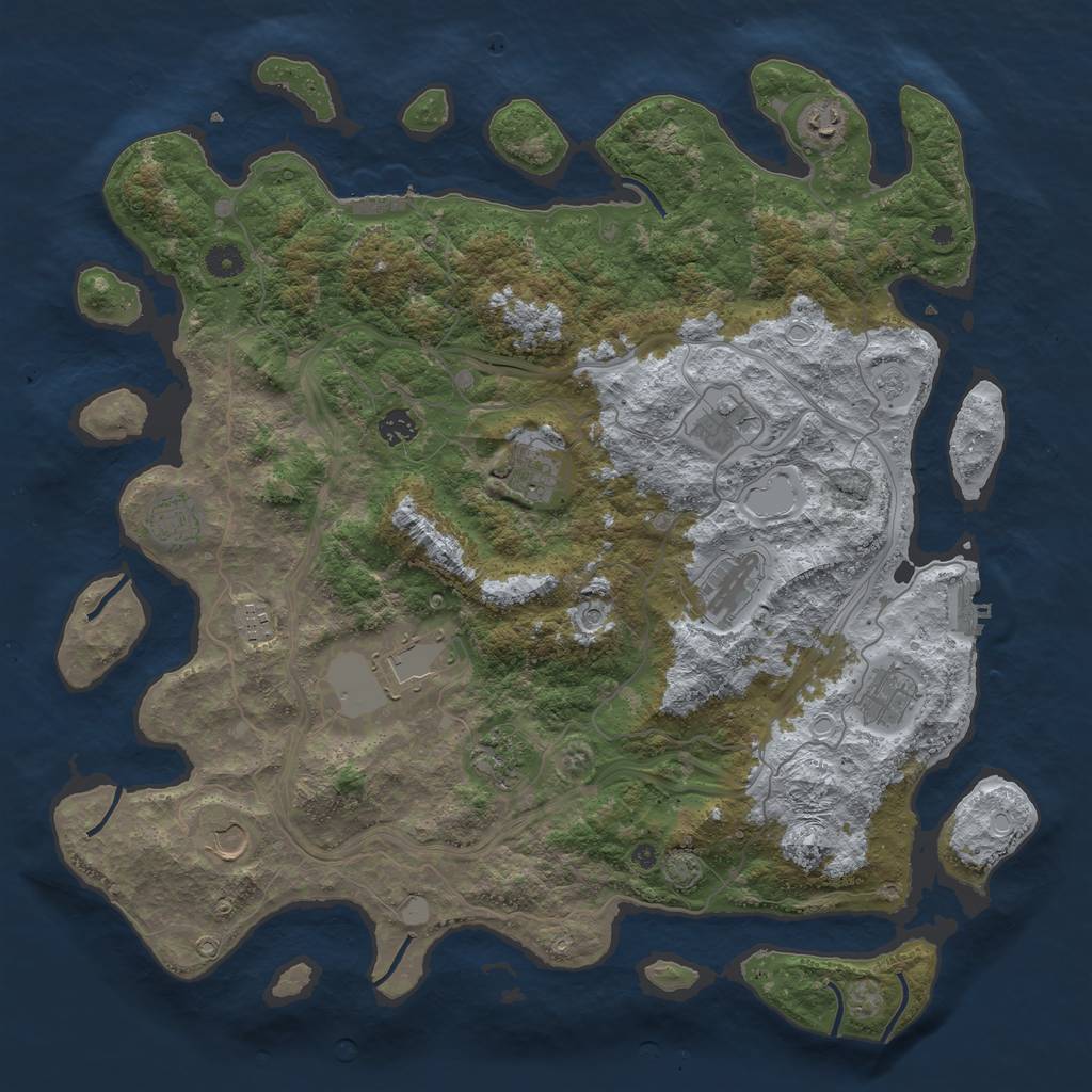 Rust Map: Procedural Map, Size: 4500, Seed: 716176683, 19 Monuments