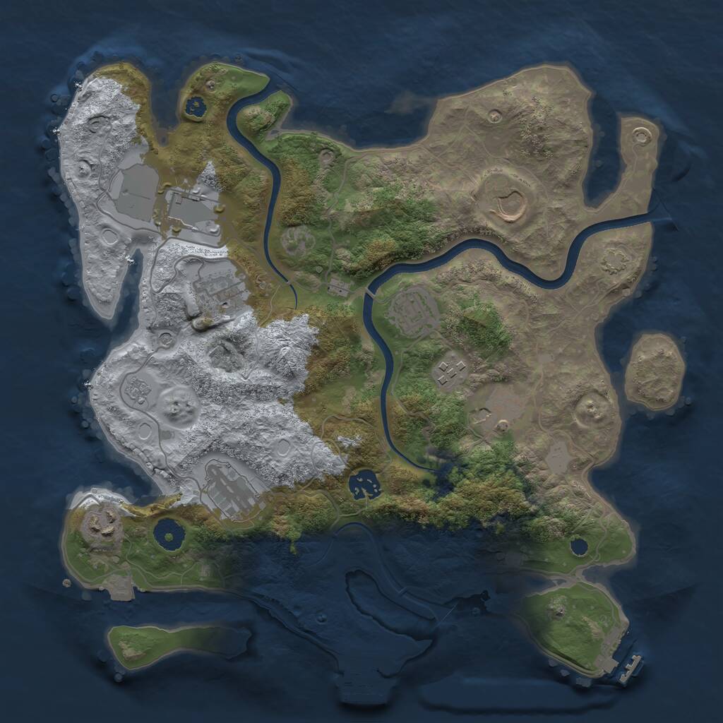 Rust Map: Procedural Map, Size: 3500, Seed: 2033626130, 15 Monuments