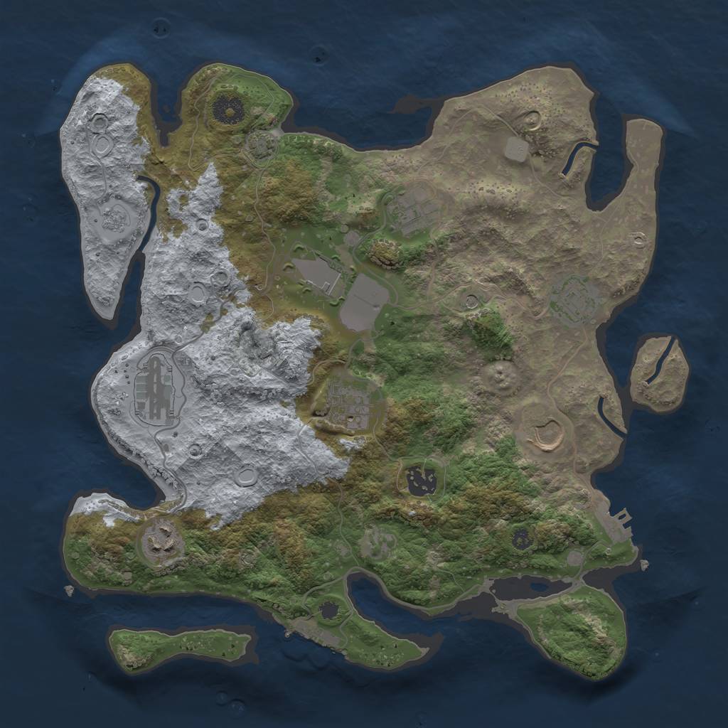 Rust Map: Procedural Map, Size: 3500, Seed: 2033626130, 15 Monuments