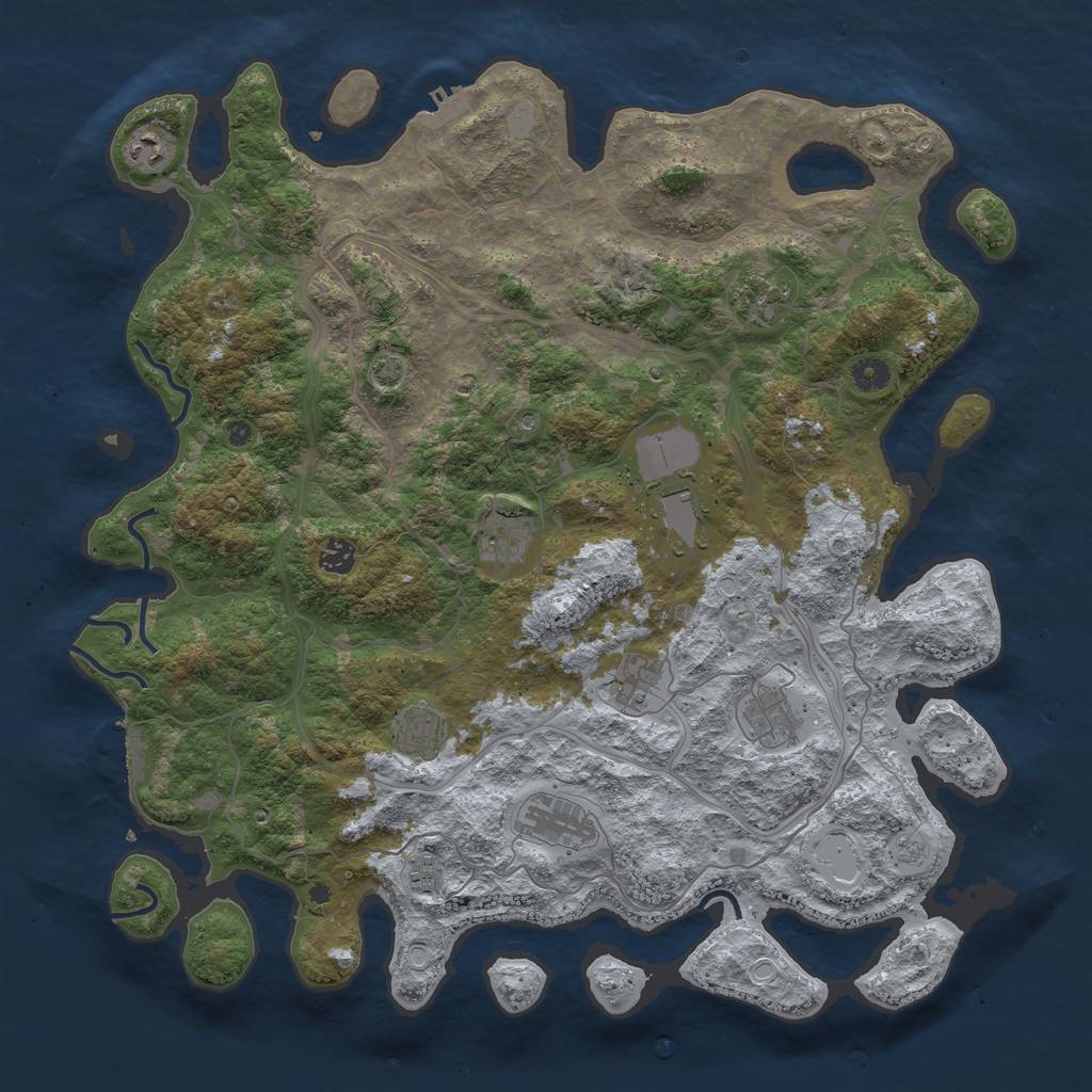 Rust Map: Procedural Map, Size: 4500, Seed: 1940570, 17 Monuments