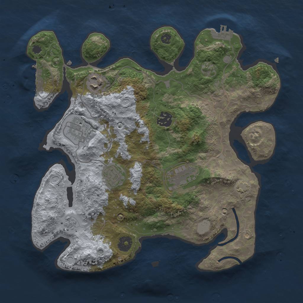Rust Map: Procedural Map, Size: 3000, Seed: 736, 11 Monuments