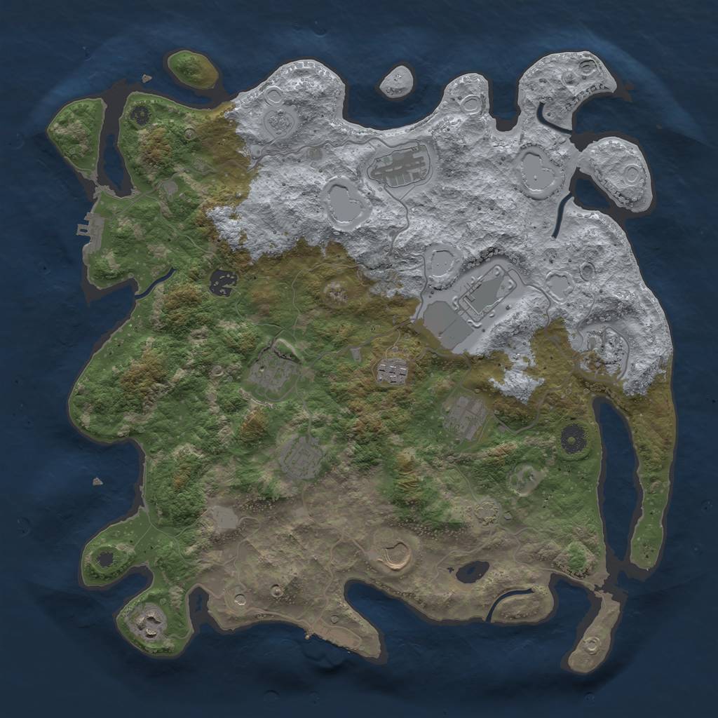 Rust Map: Procedural Map, Size: 3900, Seed: 43319574, 17 Monuments
