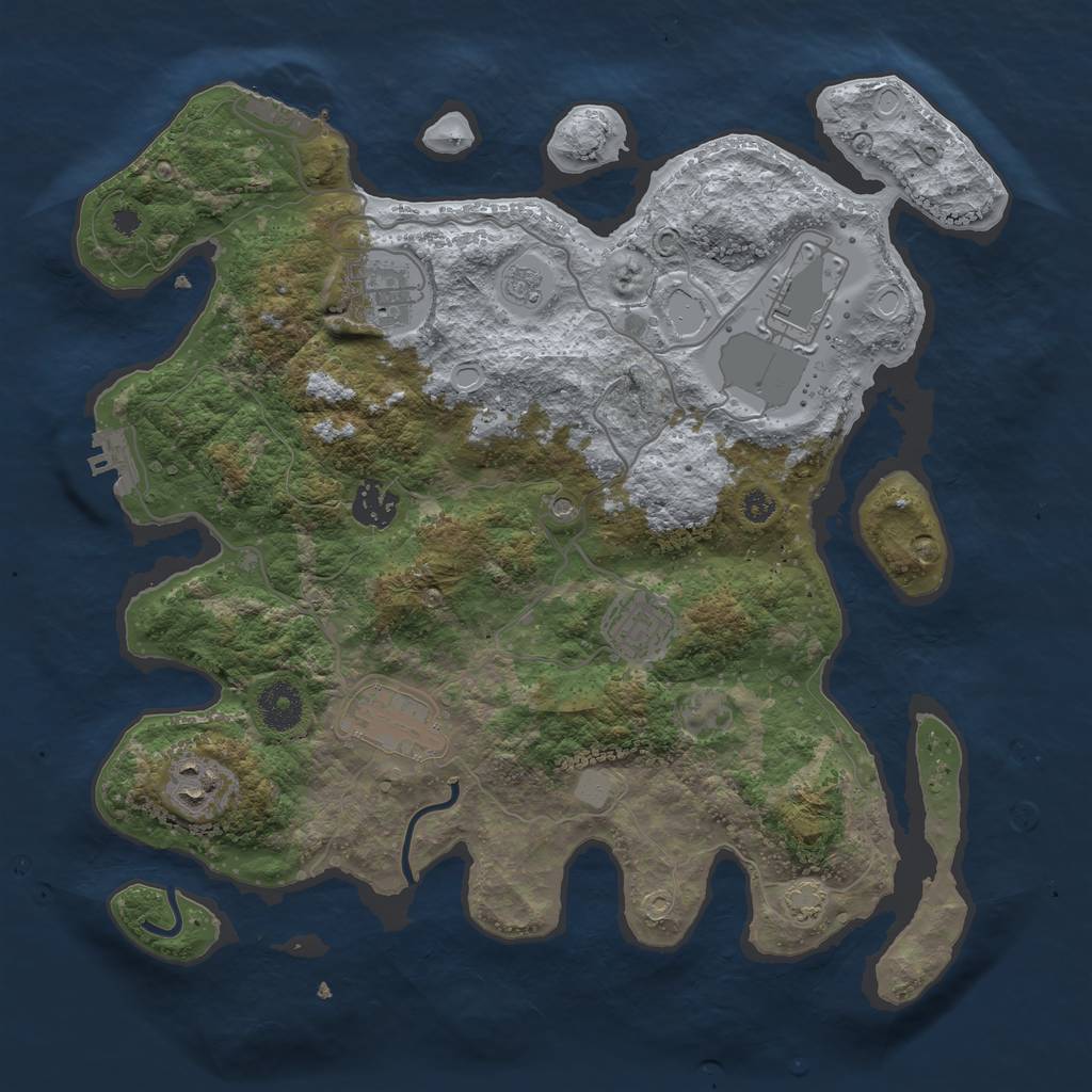 Rust Map: Procedural Map, Size: 3500, Seed: 151146961, 13 Monuments
