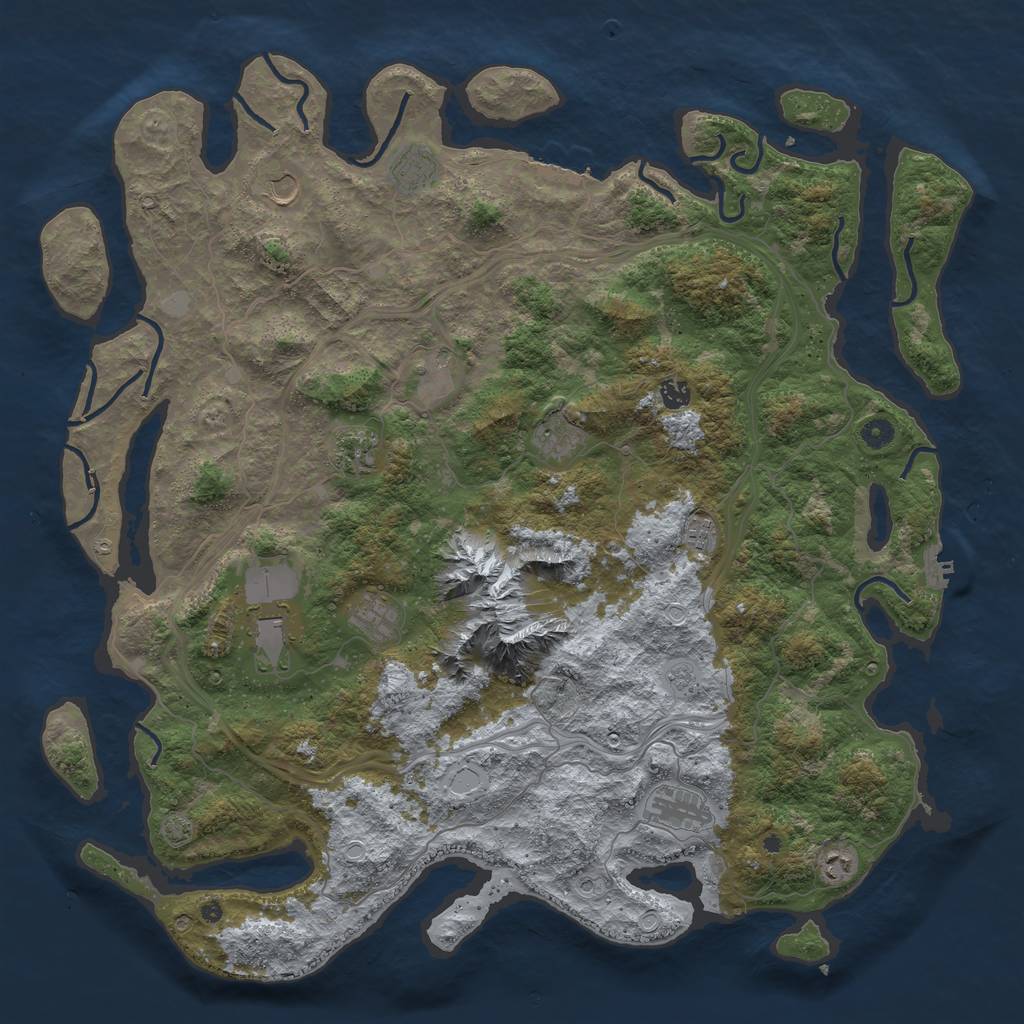 Rust Map: Procedural Map, Size: 5000, Seed: 1997781237, 19 Monuments