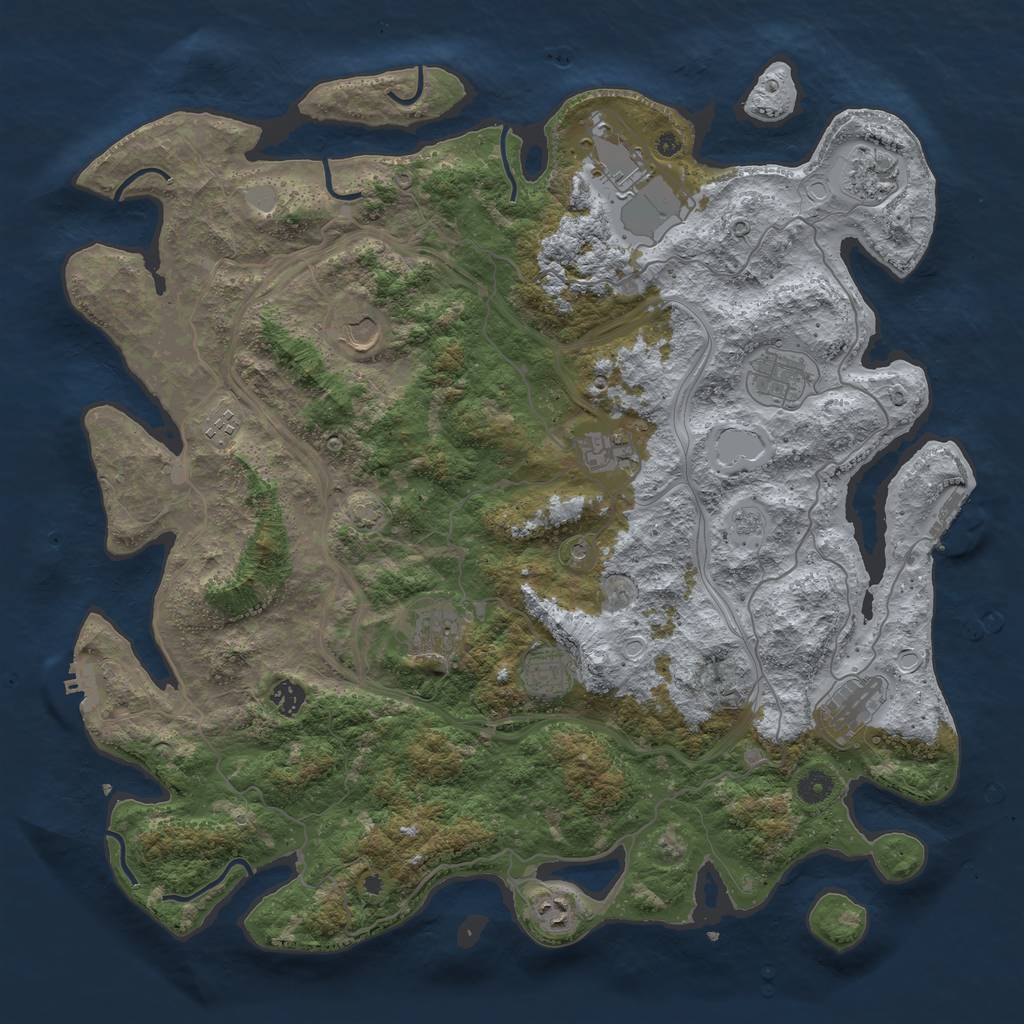 Rust Map: Procedural Map, Size: 4500, Seed: 2061646311, 18 Monuments