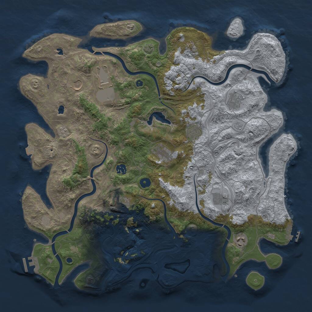 Rust Map: Procedural Map, Size: 4500, Seed: 2061646311, 17 Monuments