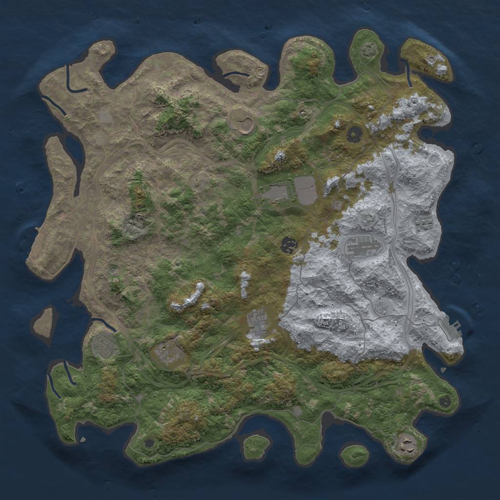 Rust Map: Procedural Map, Size: 4500, Seed: 399333557, 16 Monuments