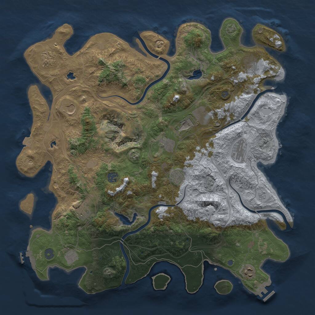 Rust Map: Procedural Map, Size: 4500, Seed: 399333557, 19 Monuments