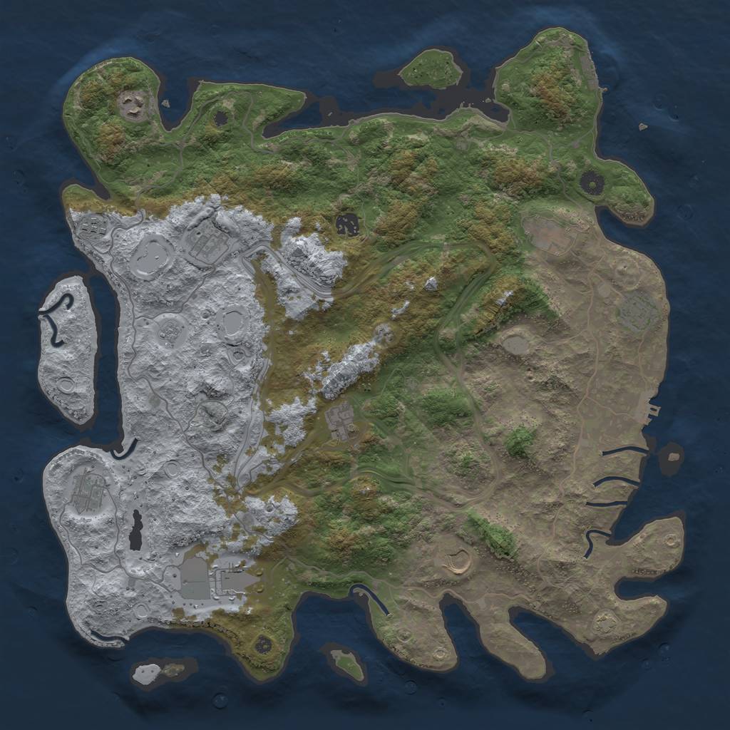 Rust Map: Procedural Map, Size: 4500, Seed: 1908386569, 17 Monuments