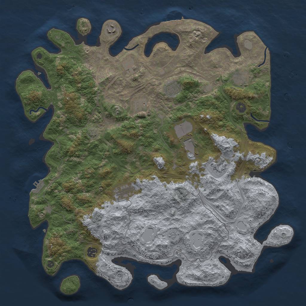 Rust Map: Procedural Map, Size: 4500, Seed: 722992270, 17 Monuments