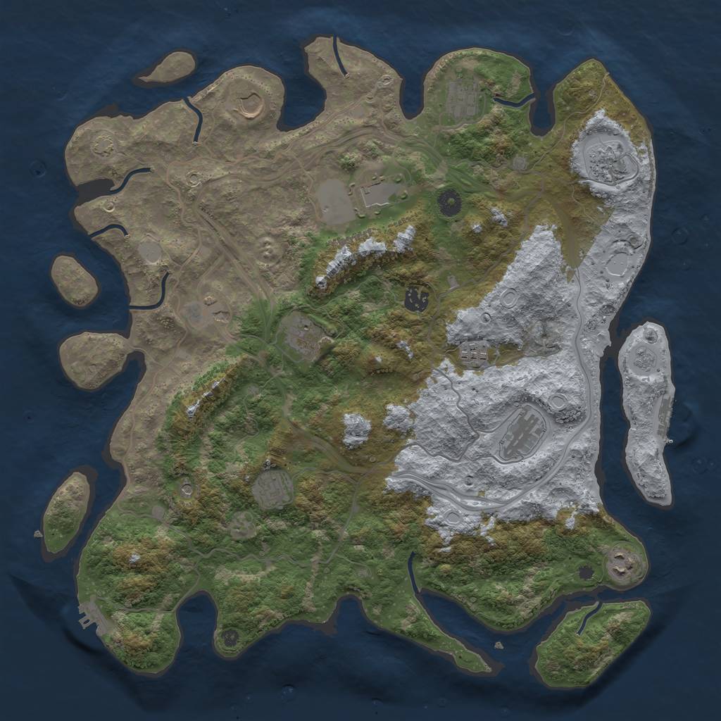 Rust Map: Procedural Map, Size: 4250, Seed: 2036911313, 18 Monuments